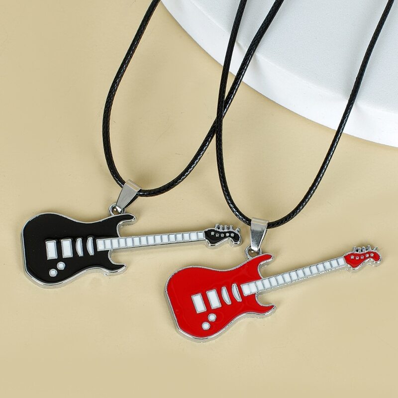 

2pcs Guitar Pendant Necklace, Multicolor