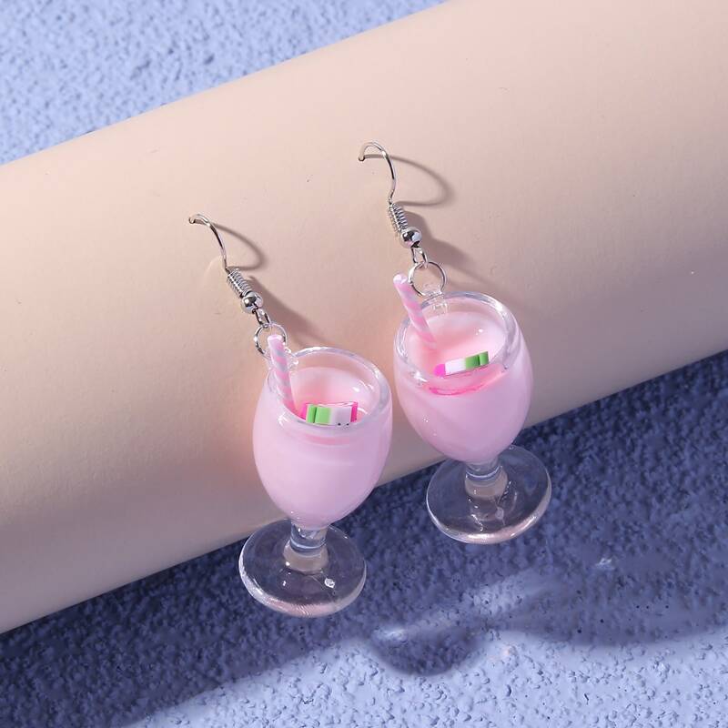 

1pair Fruit Juice Design Drop Earrings, Baby pink
