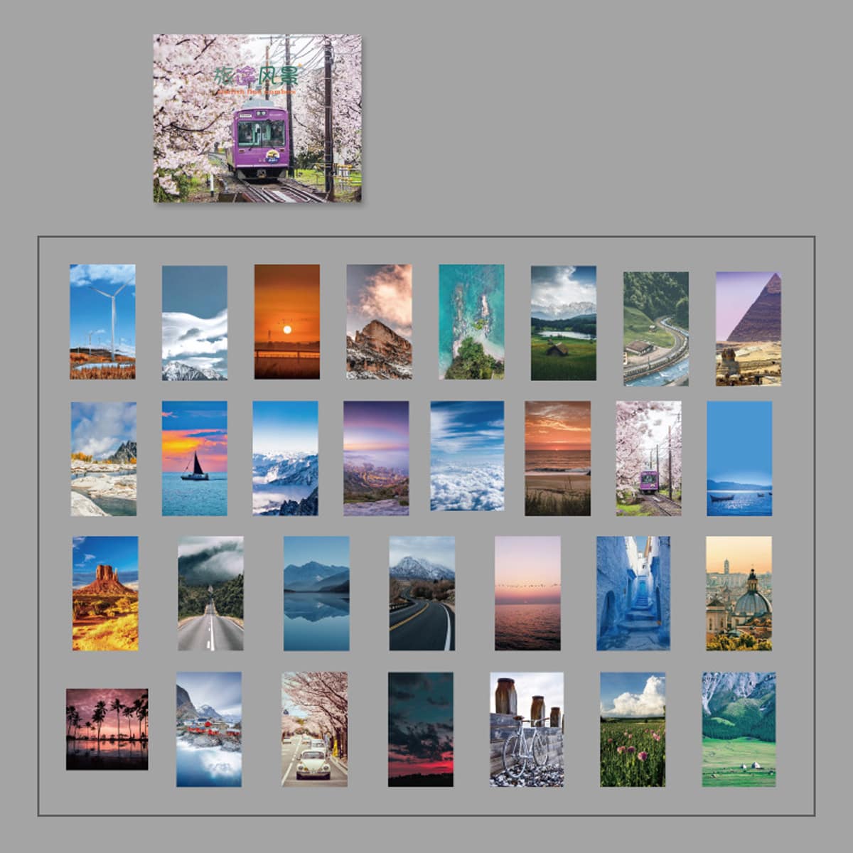 

60pcs Scenery Picture Sticker, Multicolor