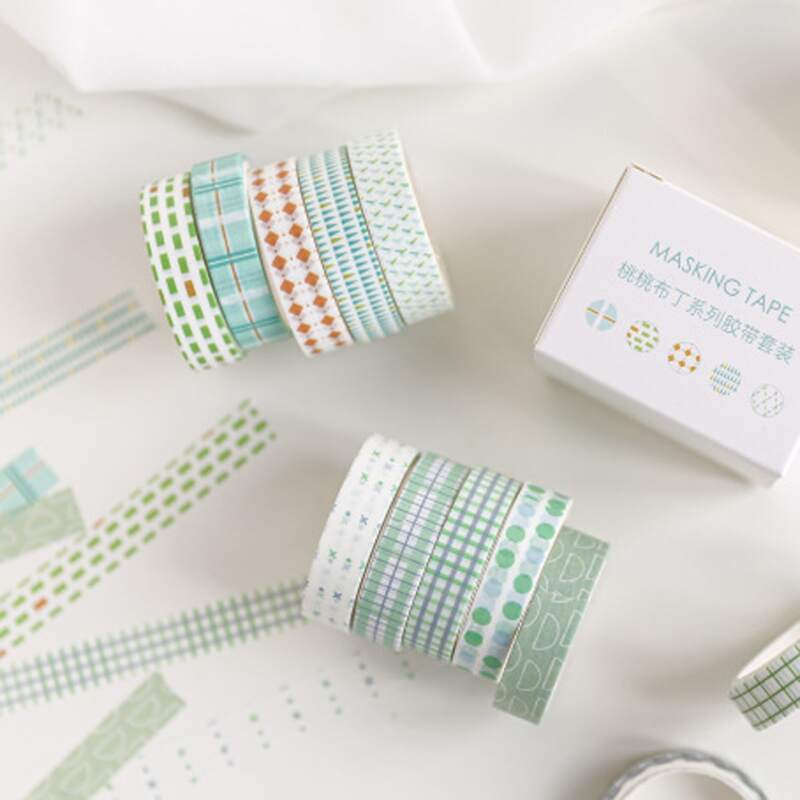 

5rolls Random Geometric Pattern Decorative Tape, Multicolor