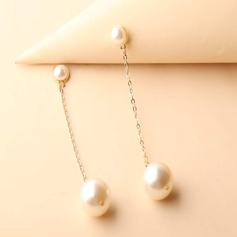 

1pair Faux Pearl Drop Earrings, White