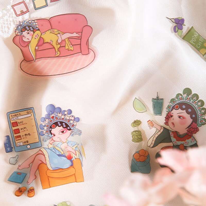 

1pc Random Chinese Opera Girl Print Sticker, Multicolor