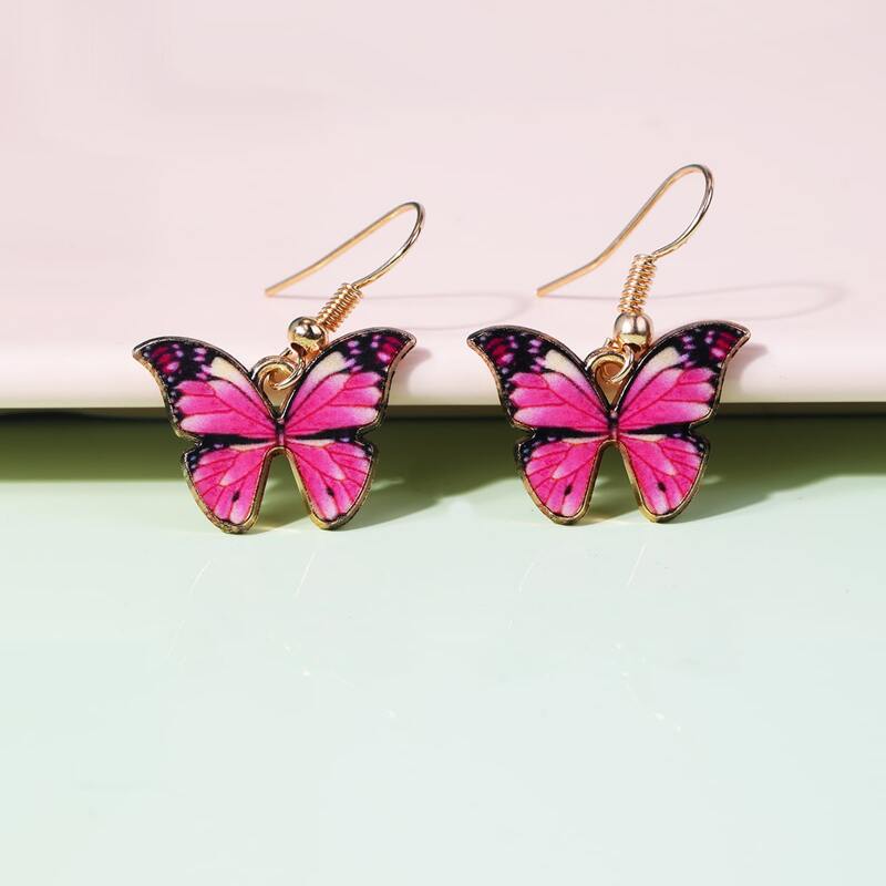 

1pair Butterfly Design Drop Earrings, Multicolor