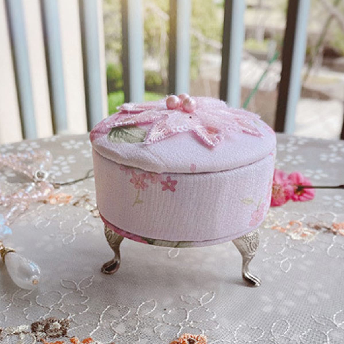 

1pc Flower Decor Jewelry Storage Box, Multicolor