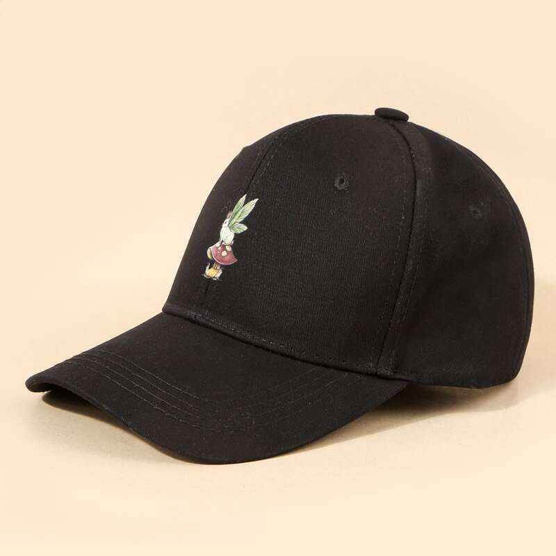 

Bunny Print Baseball Cap, Black