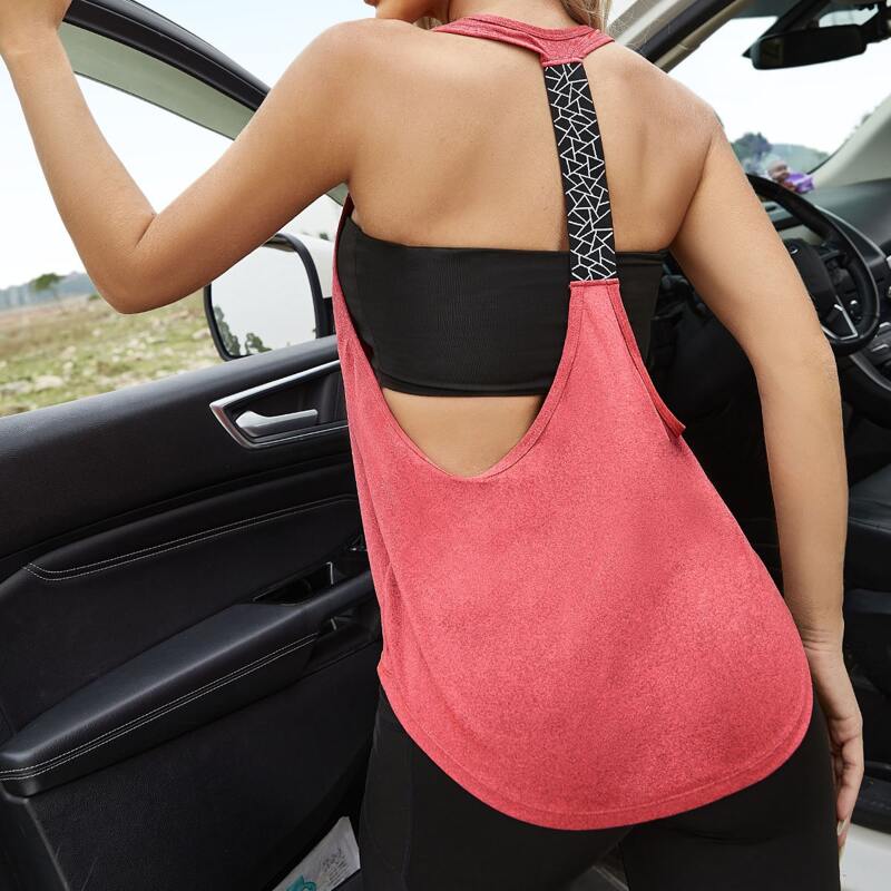 

Geo Print Backless Sports Tank Top, Watermelon pink