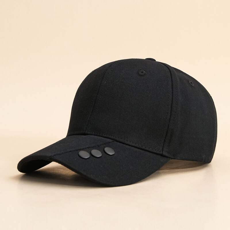 

Button Decor Baseball Cap, Black