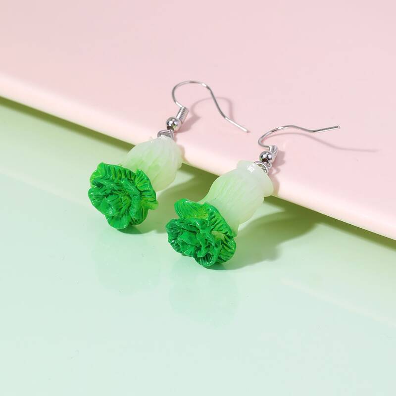

1pair Cabbage Design Drop Earrings, Green
