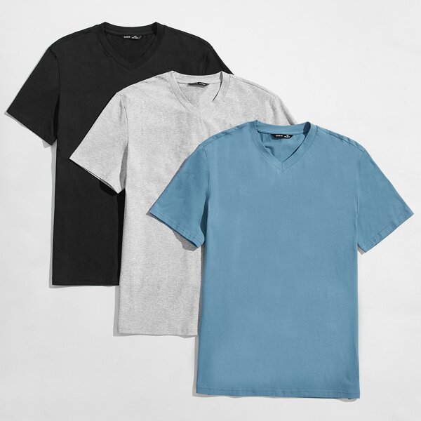 

Men 3 Pack V-Neck Solid Tee, Multicolor