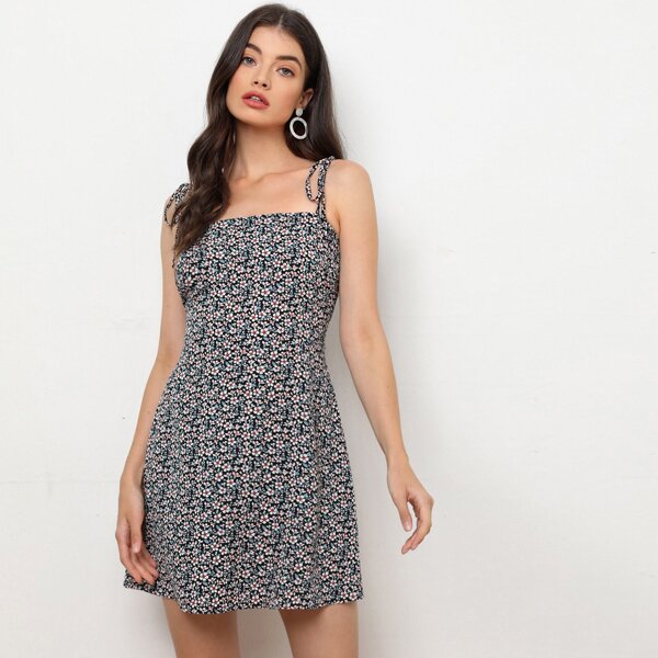 

Tie Shoulder Ditsy Floral Cami Dress, Multicolor