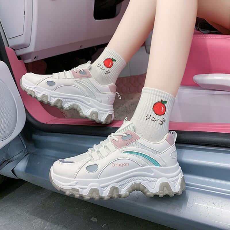 

Lace-up Mesh Chunky Sneakers, White