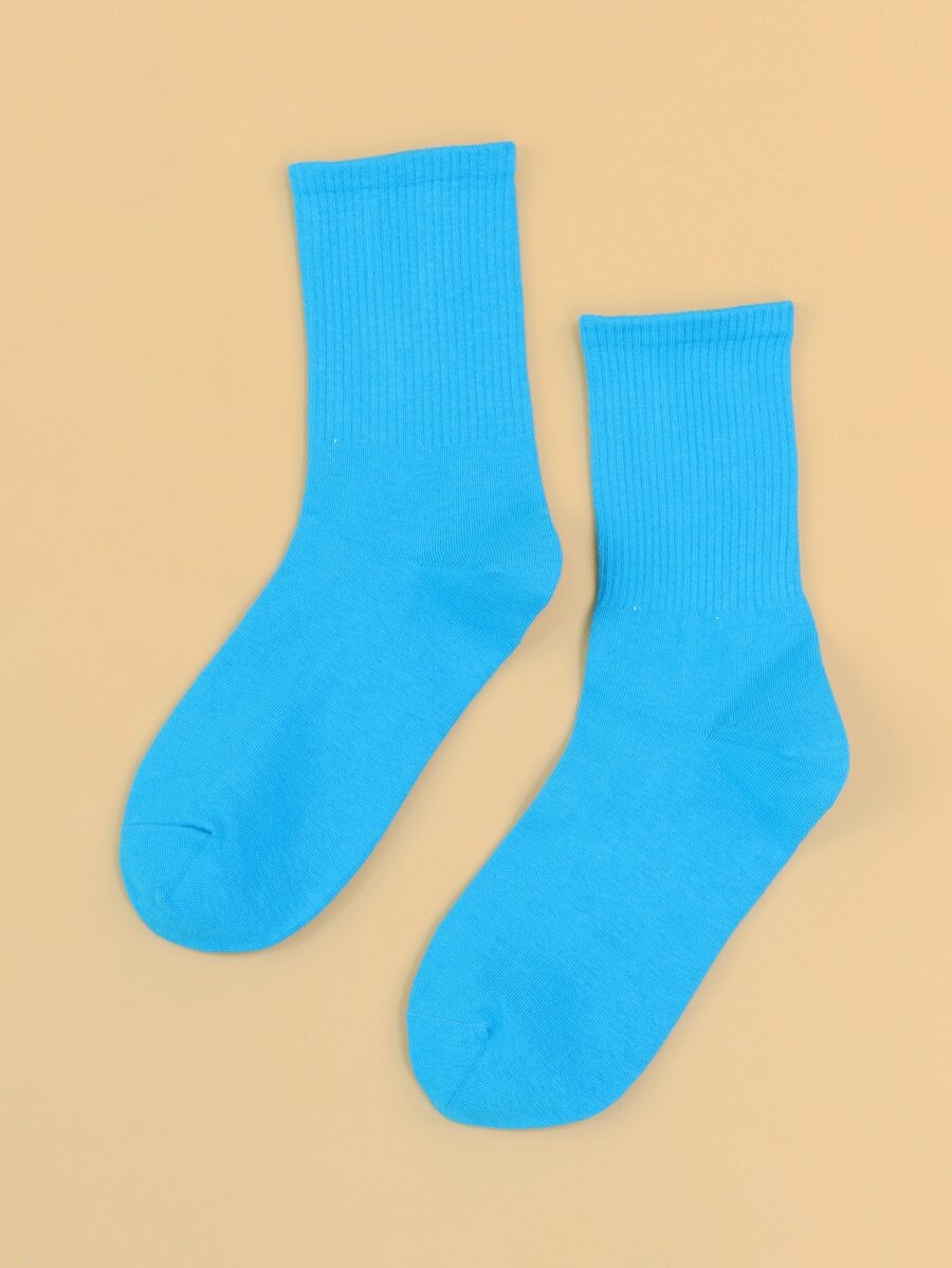 Solid Crew Socks, Fall - Blue - View 1