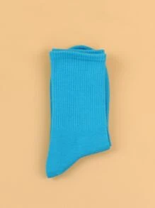 Solid Crew Socks, Fall - Blue - View 2