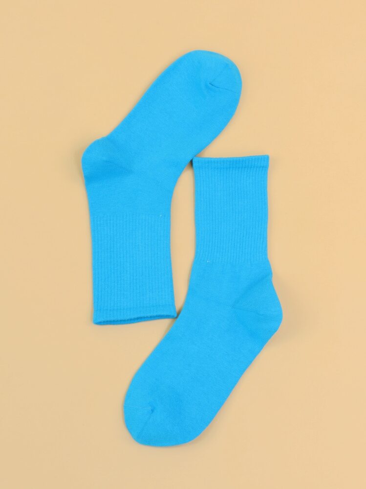 Solid Crew Socks, Fall - Blue - View 3