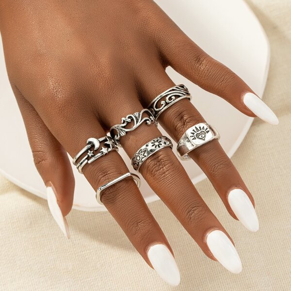 

6pcs Vintage Ring, Silver