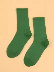 Solid Crew Socks, Fall - Green - View 4