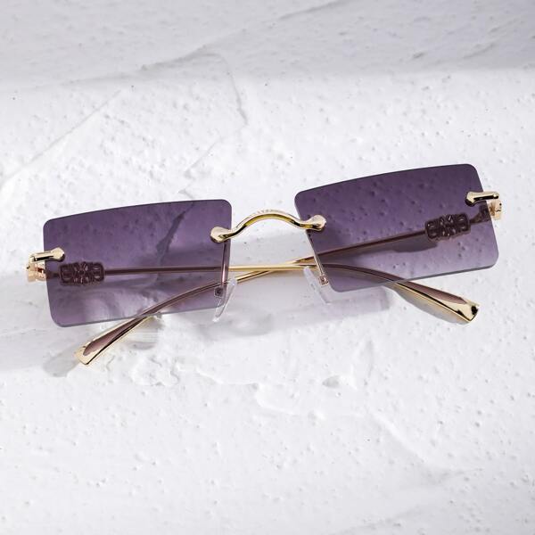 

Men Square Rimless Sunglasses, Purple