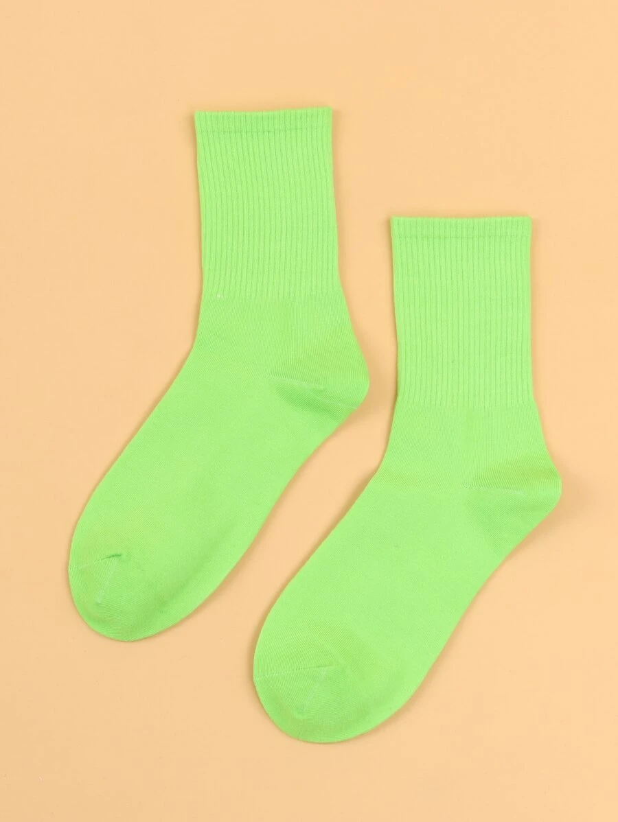 Solid Crew Socks, Fall - Green - View 1