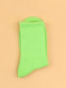 Solid Crew Socks, Fall - Green - View 2