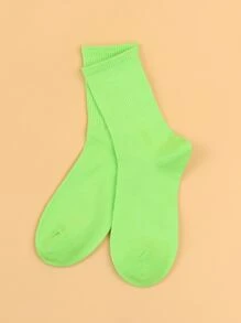 Solid Crew Socks, Fall - Green - View 4
