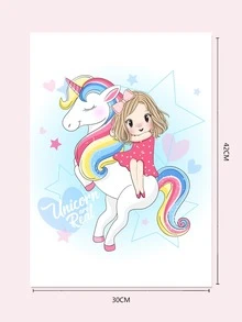 Unicorn Print Kids Unframed Painting - White - View 2