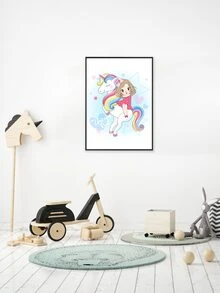 Unicorn Print Kids Unframed Painting - White - View 5