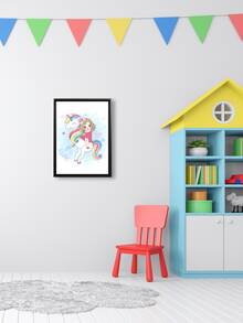 Unicorn Print Kids Unframed Painting - White - View 6