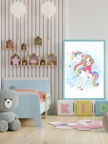 Unicorn Print Kids Unframed Painting - White - View 8