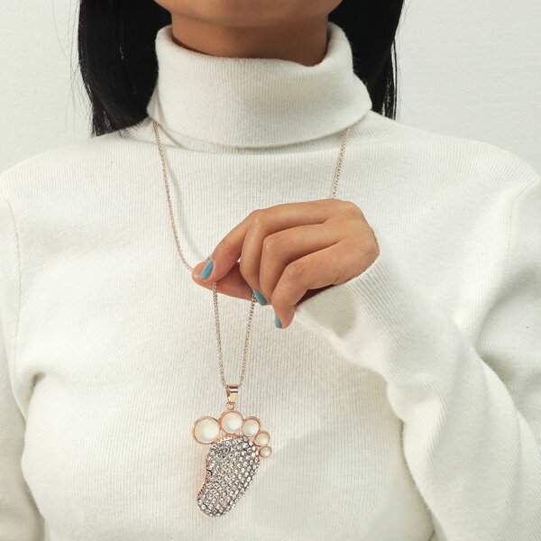 

Rhinestone Decor Necklace, Rose gold