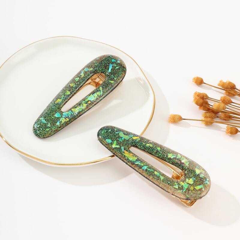 

6pcs Random Glitter Hair Clip, Multicolor