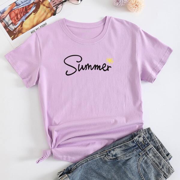 

Sun And Letter Graphic Tee, Lilac purple