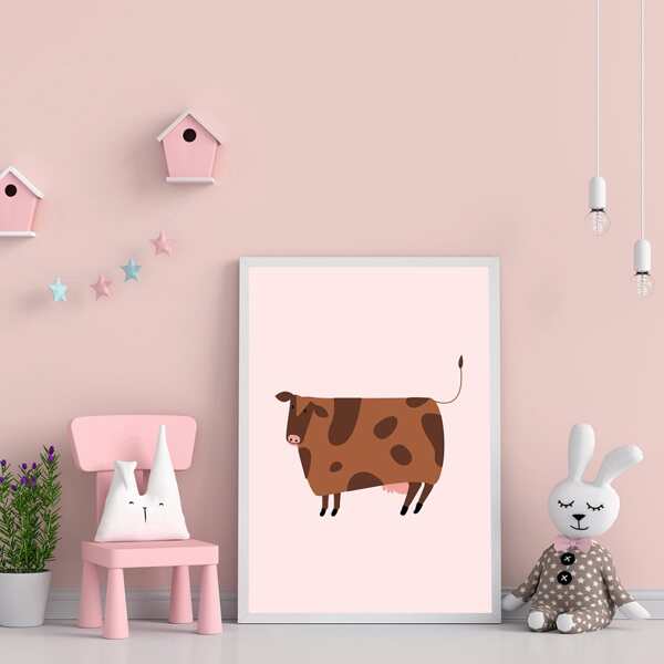 

Cow Print Kids Unframed Painting, Pink