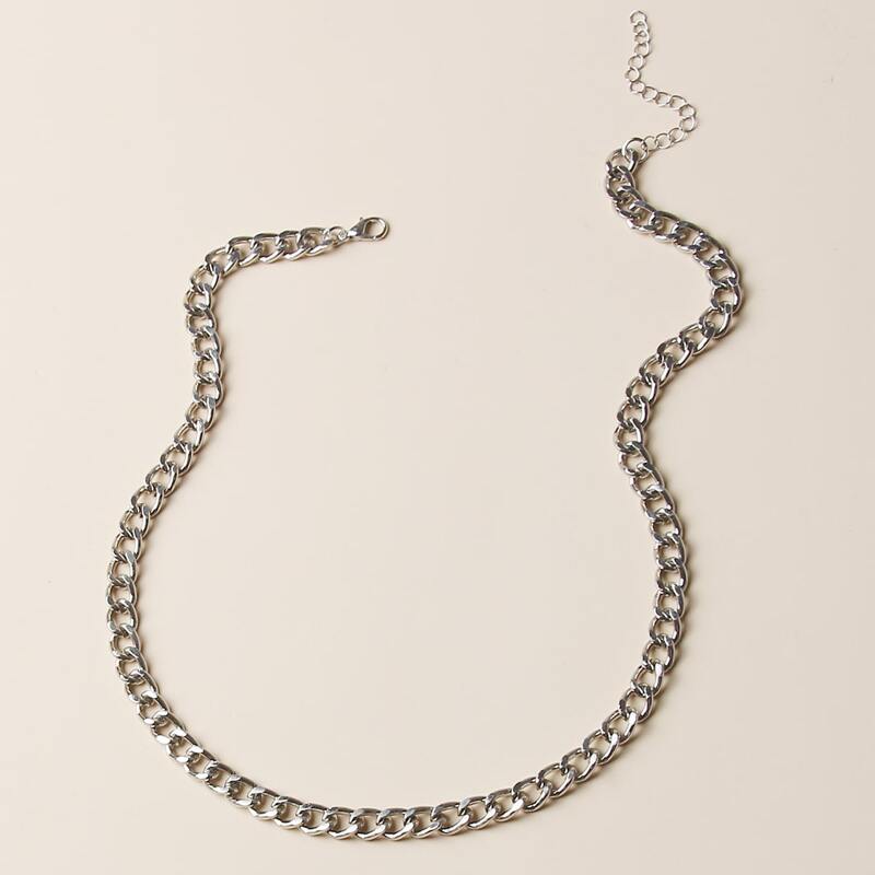

1pc Chunky Chain Necklace, Silver