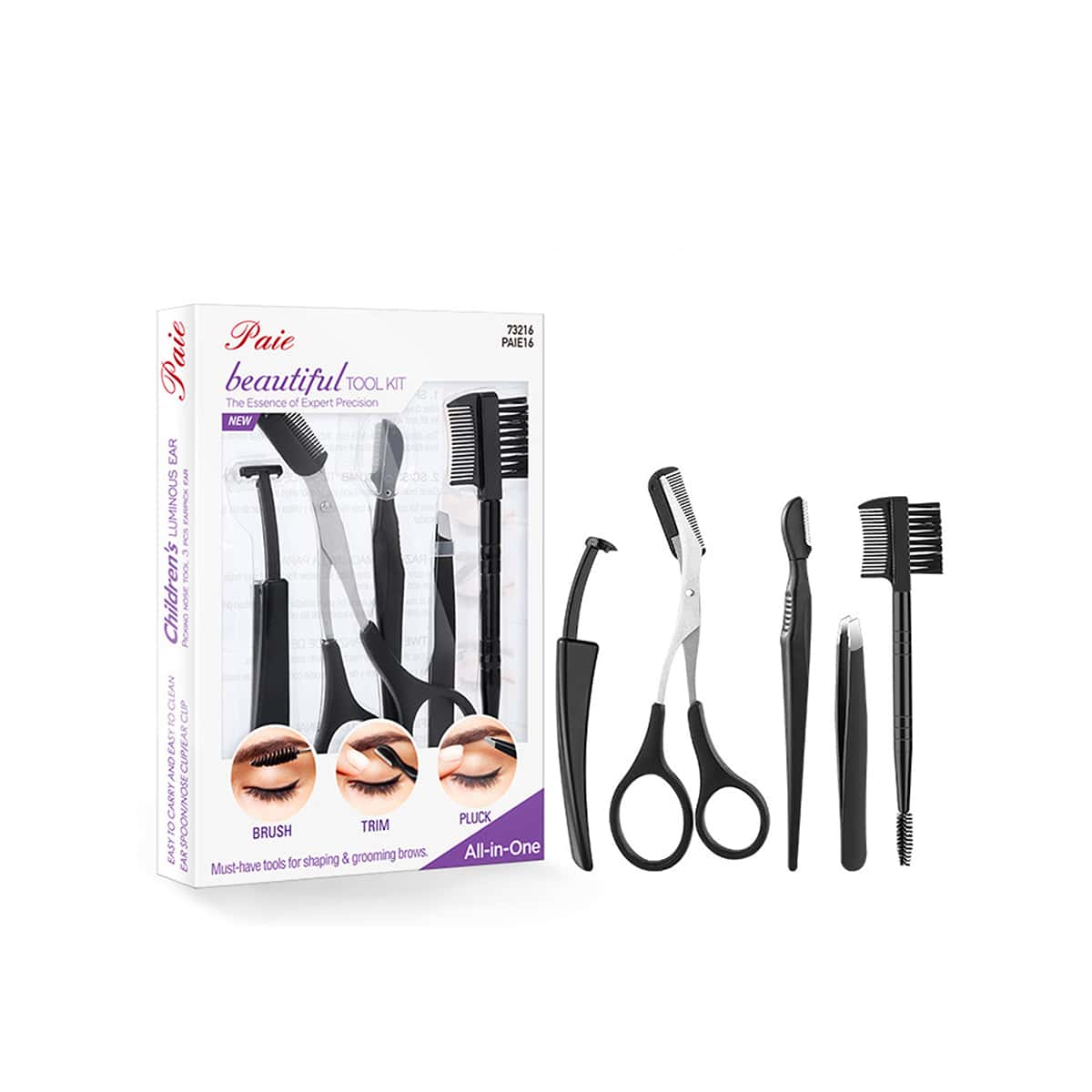 

5pcs Eyebrow Trimming Tool Set, Black