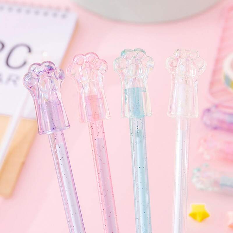 

4pcs Cat Paw Decor Gel Pen, Multicolor