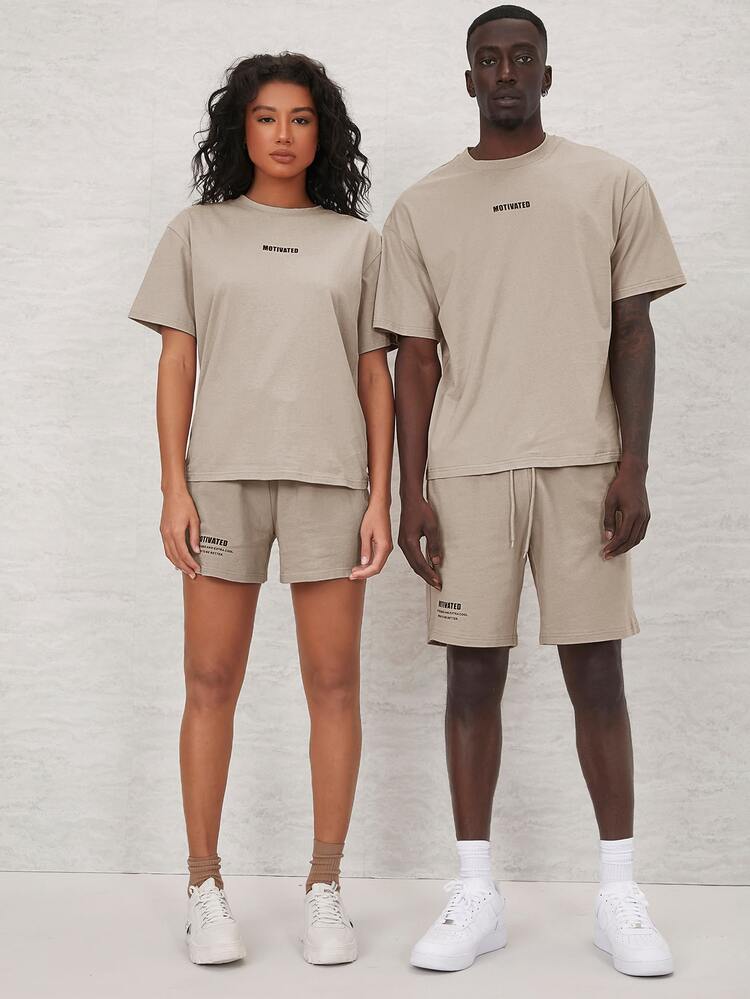 SHEIN UNISEX 1 pieza camiseta con bordado de letra - Gris - Añade 7