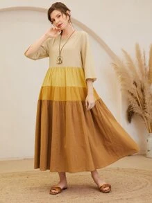 SHEIN Colorblock Smock Dress - Multicolor - View 3