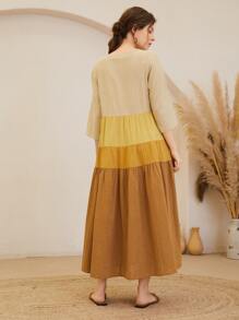 SHEIN Colorblock Smock Dress - Multicolor - View 2
