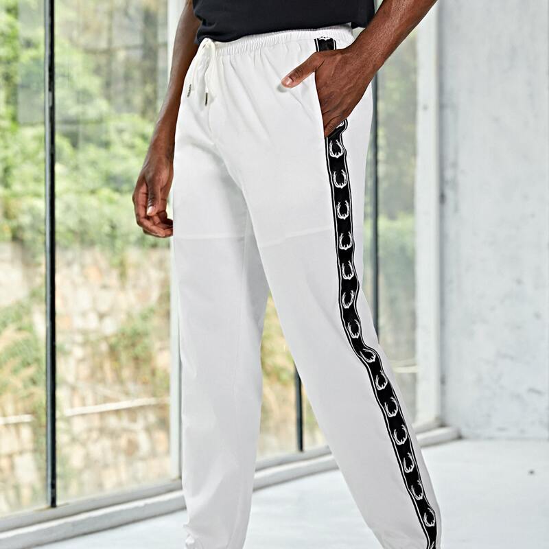 

Guys Contrast Sideseam Pants, White