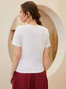 SHEIN Slogan and Graphic Print Top - White - View 2