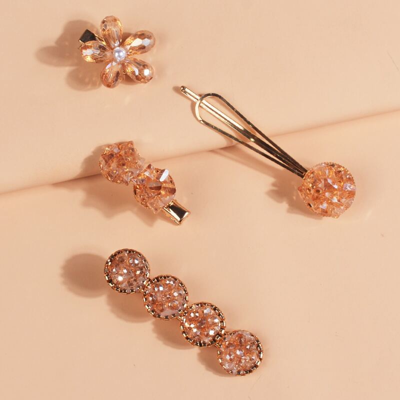 

4pcs Crystal Hair Clip, Multicolor