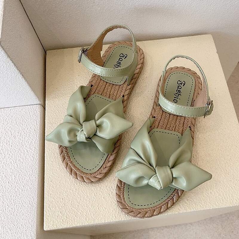 

Bow Knot Ankle Strap Sandals, Mint green