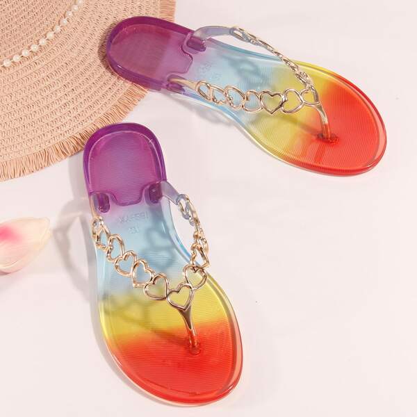 

Heart Linked Ombre Flip Flops, Multicolor