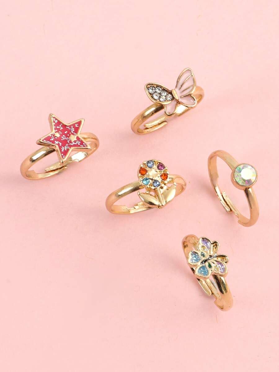 5 chiếc nhẫn trang trí sao cô gái - Nhiều màu - Xem 1