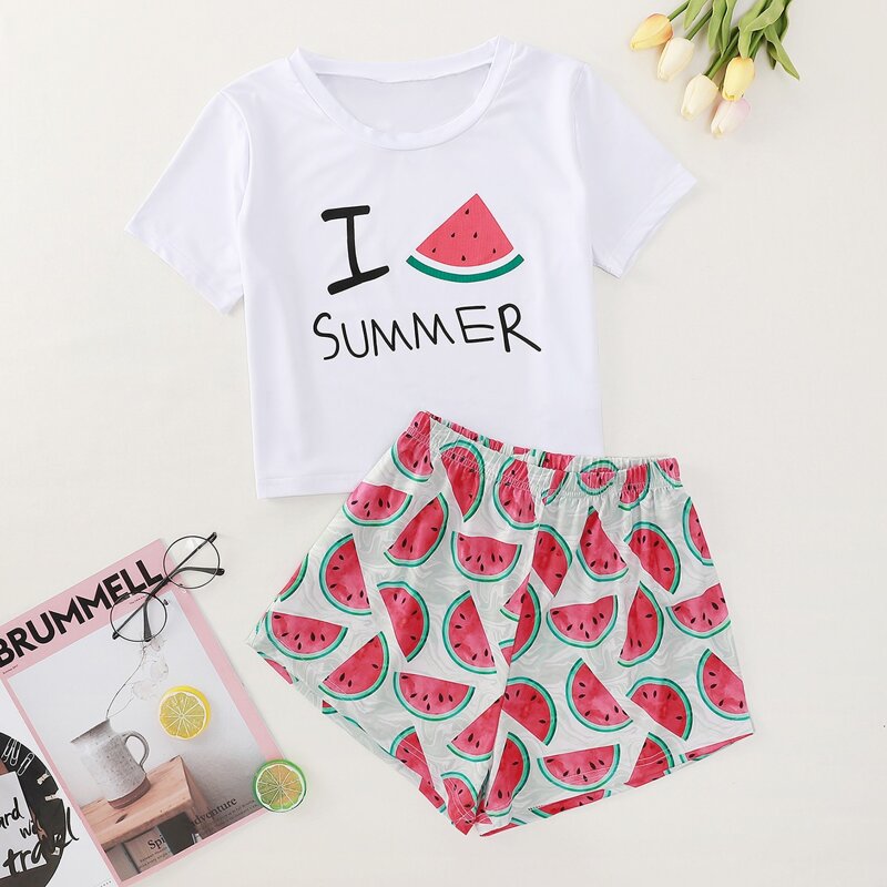 

Letter Watermelon Graphic PJ Set, Multicolor