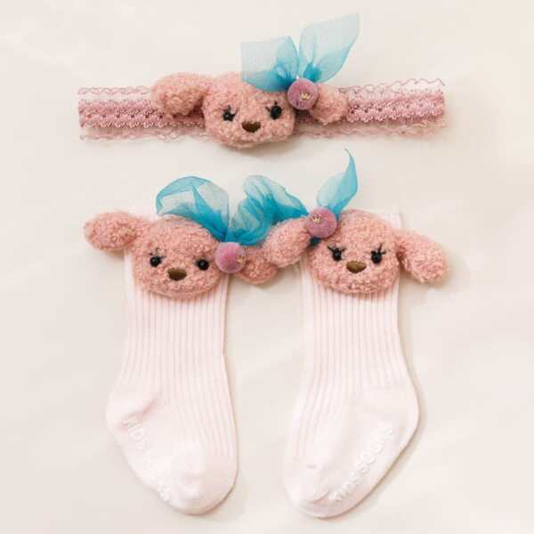 

Baby Pom Pom Decor Socks & Headband, Multicolor