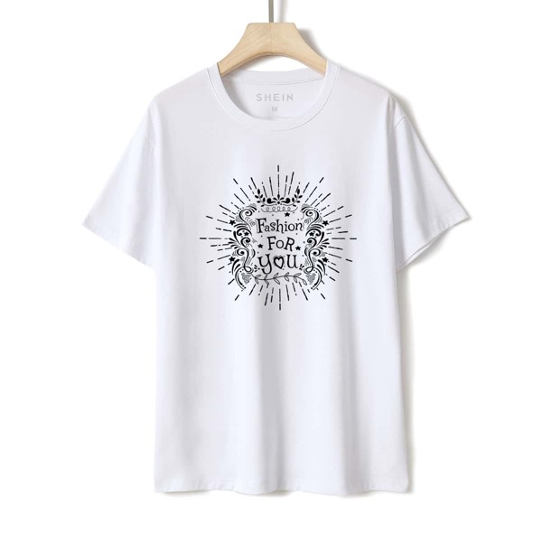 

Slogan Graphic Crew Neck Tee, White