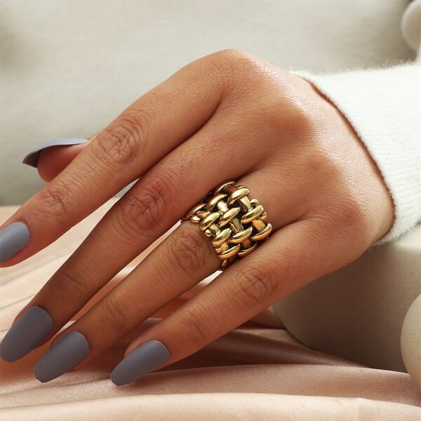 

Woven Design Cuff Ring, Gold