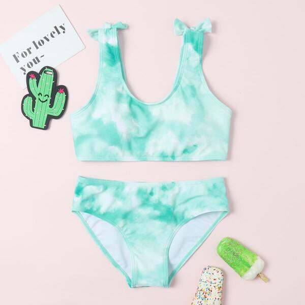

Girls Tie Dye Bikini Swimsuit, Green