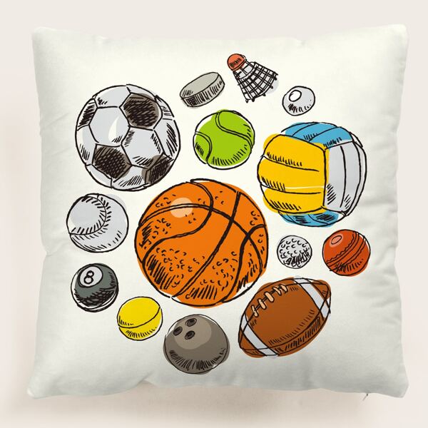 

Balls Print Kids Cushion Cover Without Filler, Multicolor